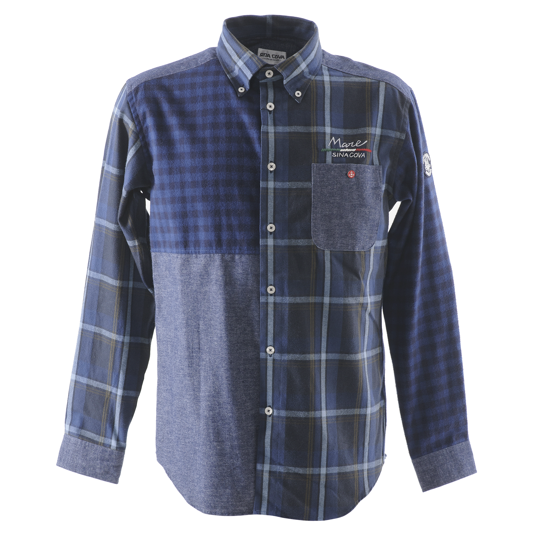 キングサイズ クレイジーチェック柄長袖ボタンダウンシャツ 23224046