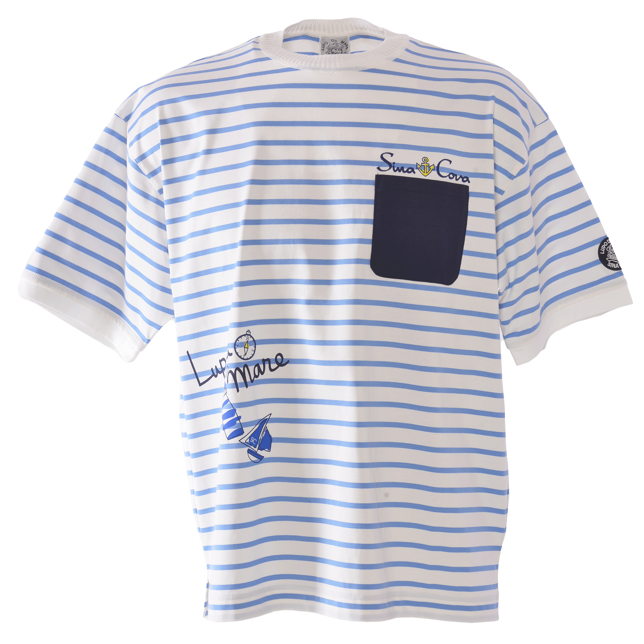 ポケットデザインボーダー半袖Tシャツ ユニセックス(男女兼用)25110540