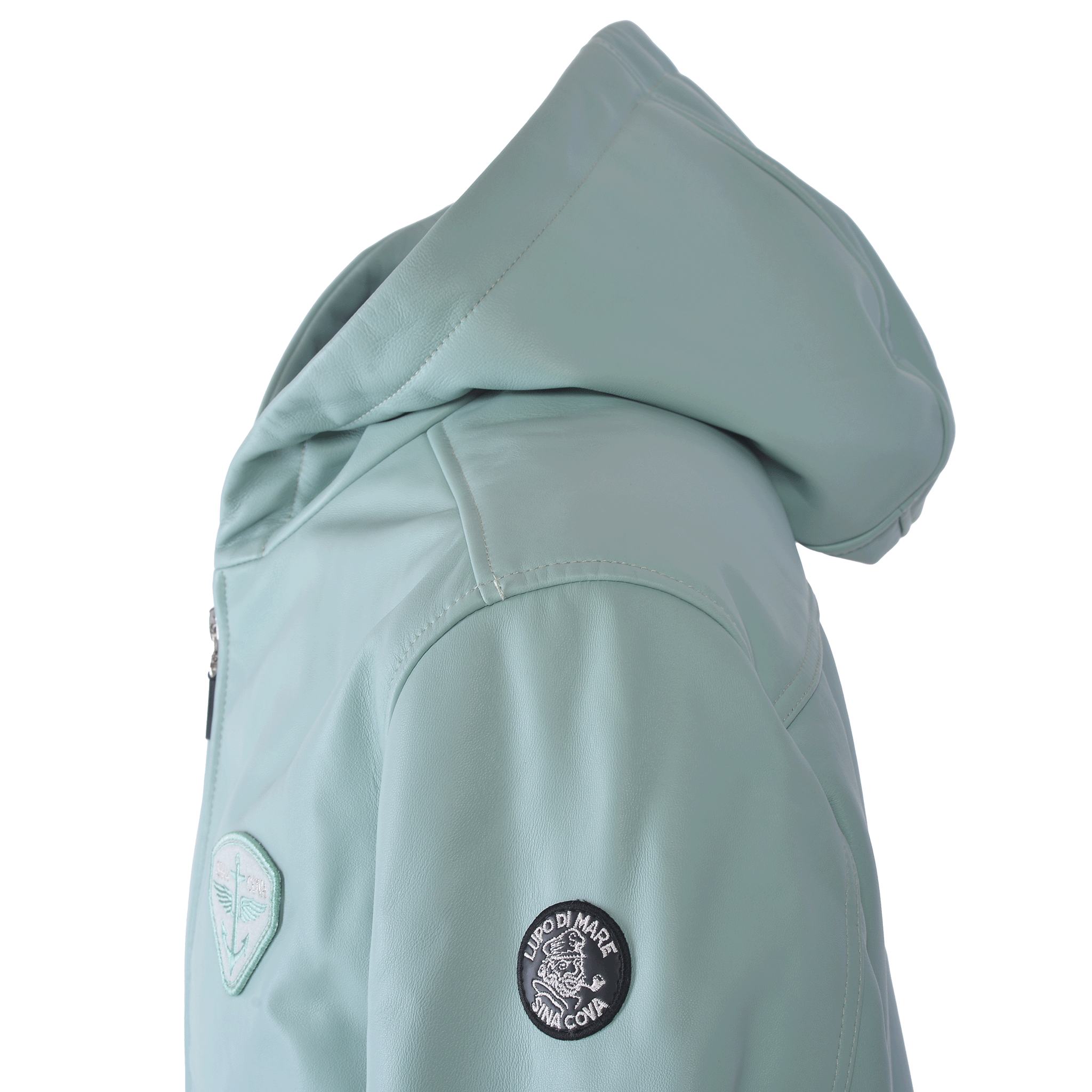 フード付きレザージャケット 25223910