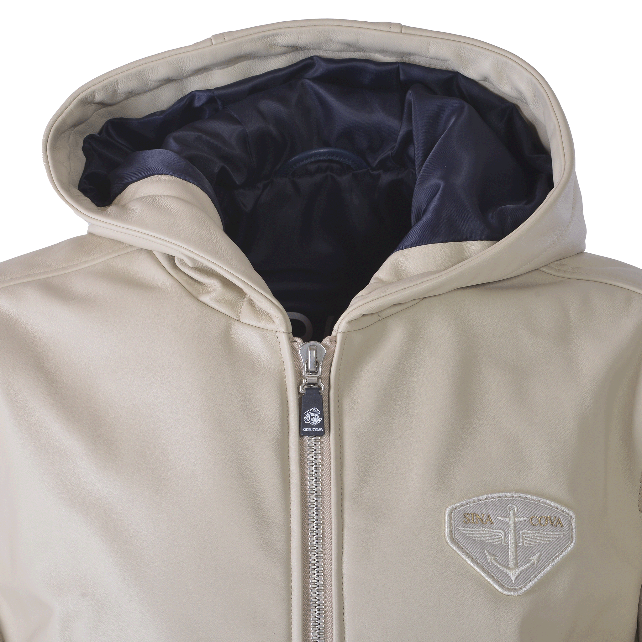 フード付きレザージャケット 25223910