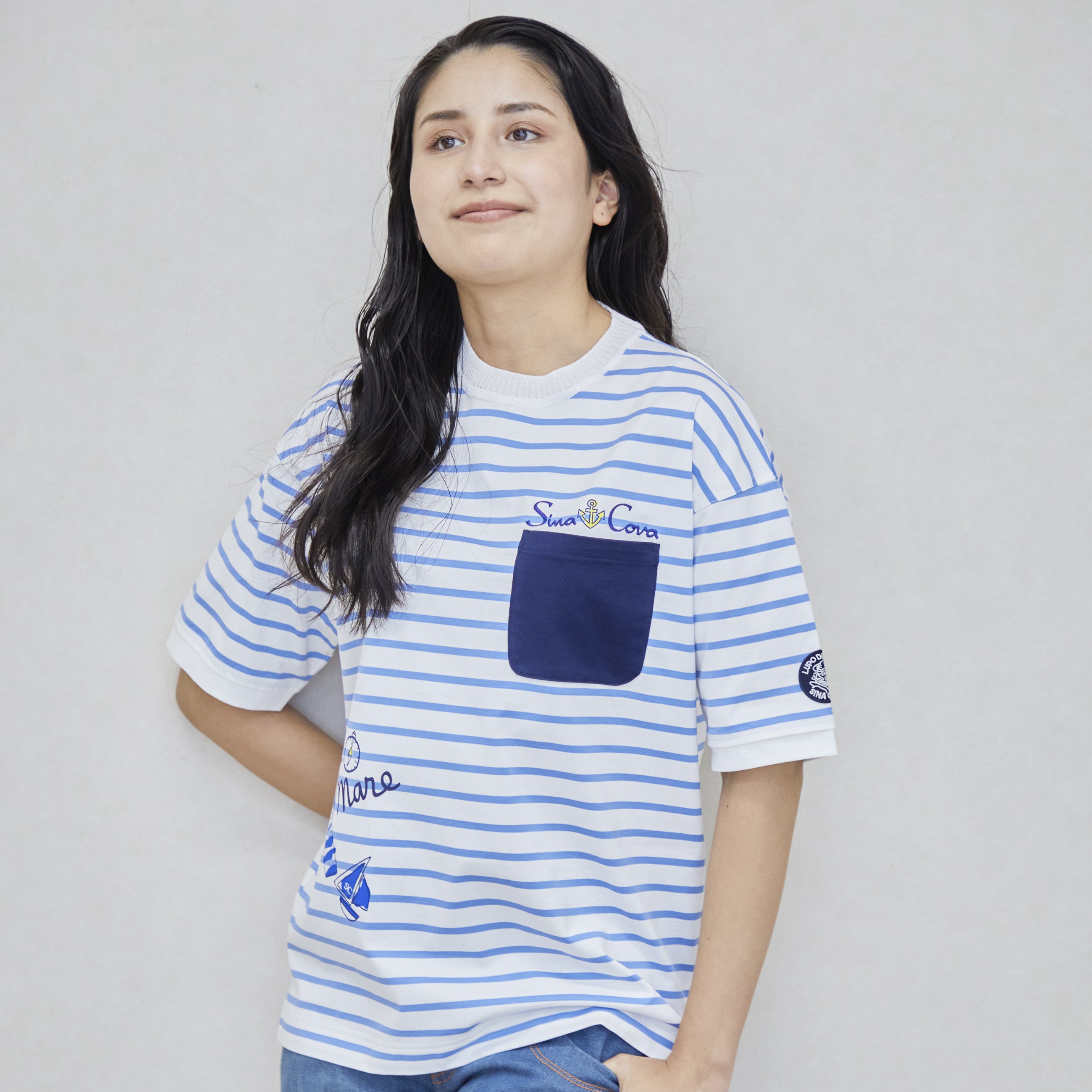 【公式】シナコバ (SINA COVA)ポケットデザインボーダー半袖Tシャツ ユニセックス(男女兼用)25110540