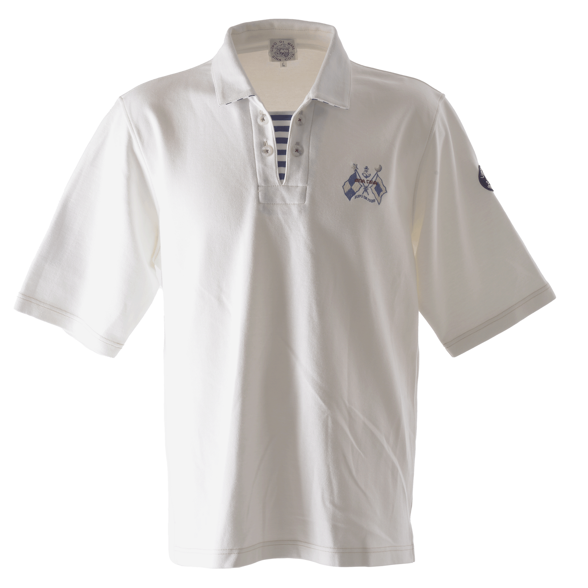 SINA COVA Mサイズ ホワイトポロシャツ 5分袖マリンシャツ ユニセックス(男女兼用) 24110520