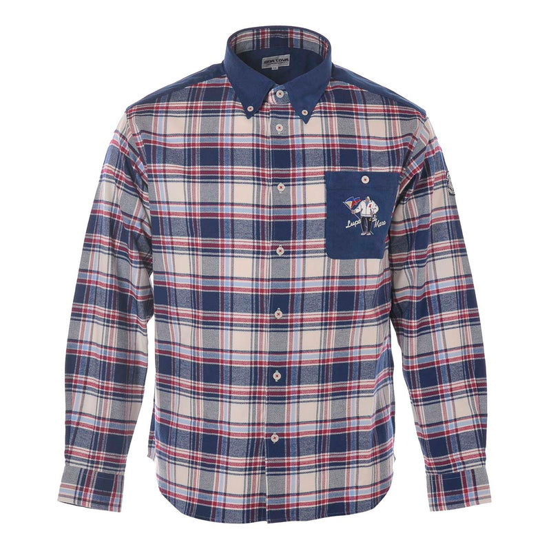 Herringbon check pattern button down shirt 20224080