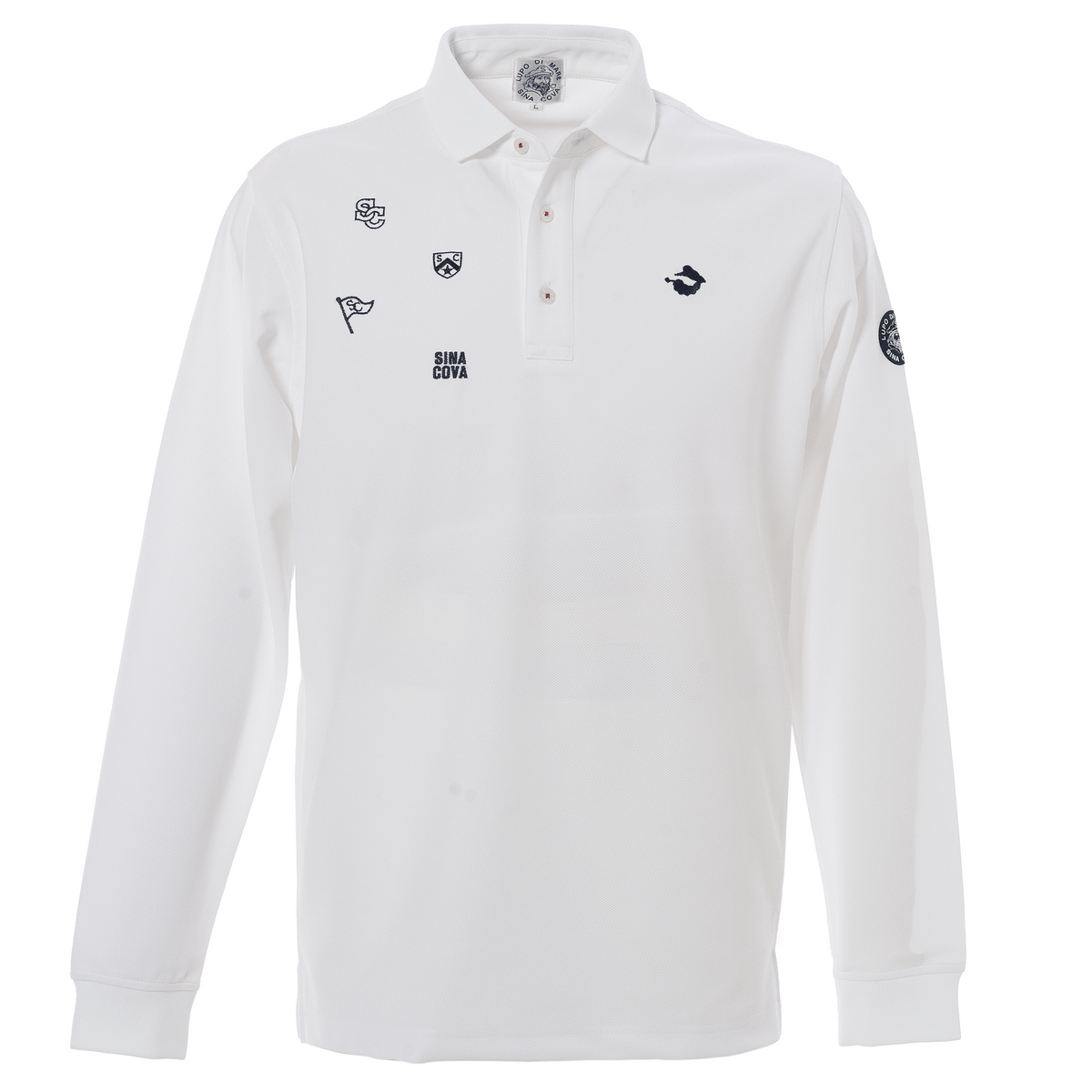 【超人気◎】SINA COVA　ポロシャツ　　刺繍　日本製　新品タグ付き◎ アウトレット】シナコバ （SINA COVA） キングサイズ 長袖ポロシャツ