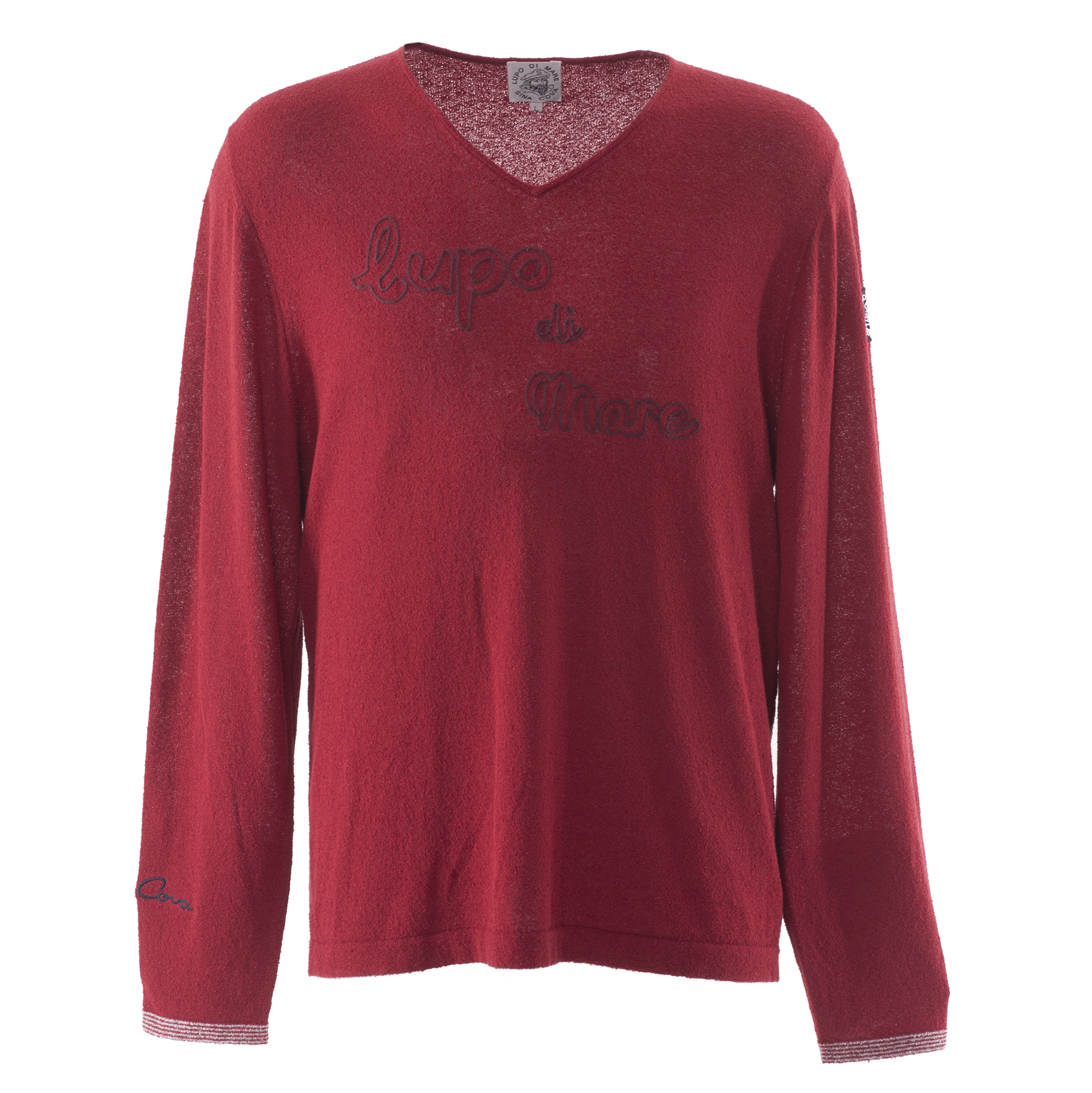 [Official] SINA COVA V neck knit pullover T -shirt -like cotton hemp nylon 23132010
