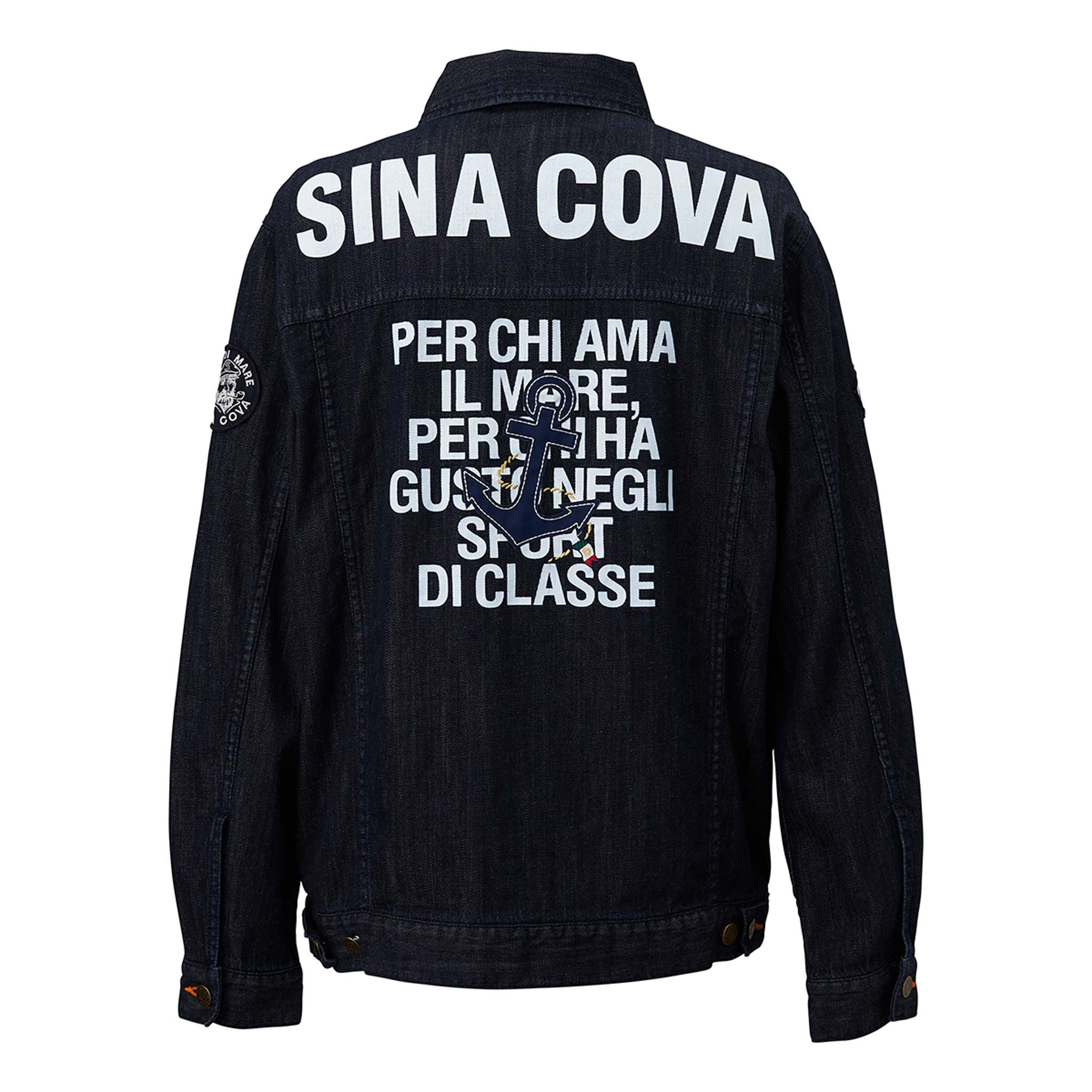 シナコバ SINA COVA ワッペン付き デニムジャケット ワッペン 黒 L アウトレット】シナコバ （SINA COVA） デニムジャケット 22123020